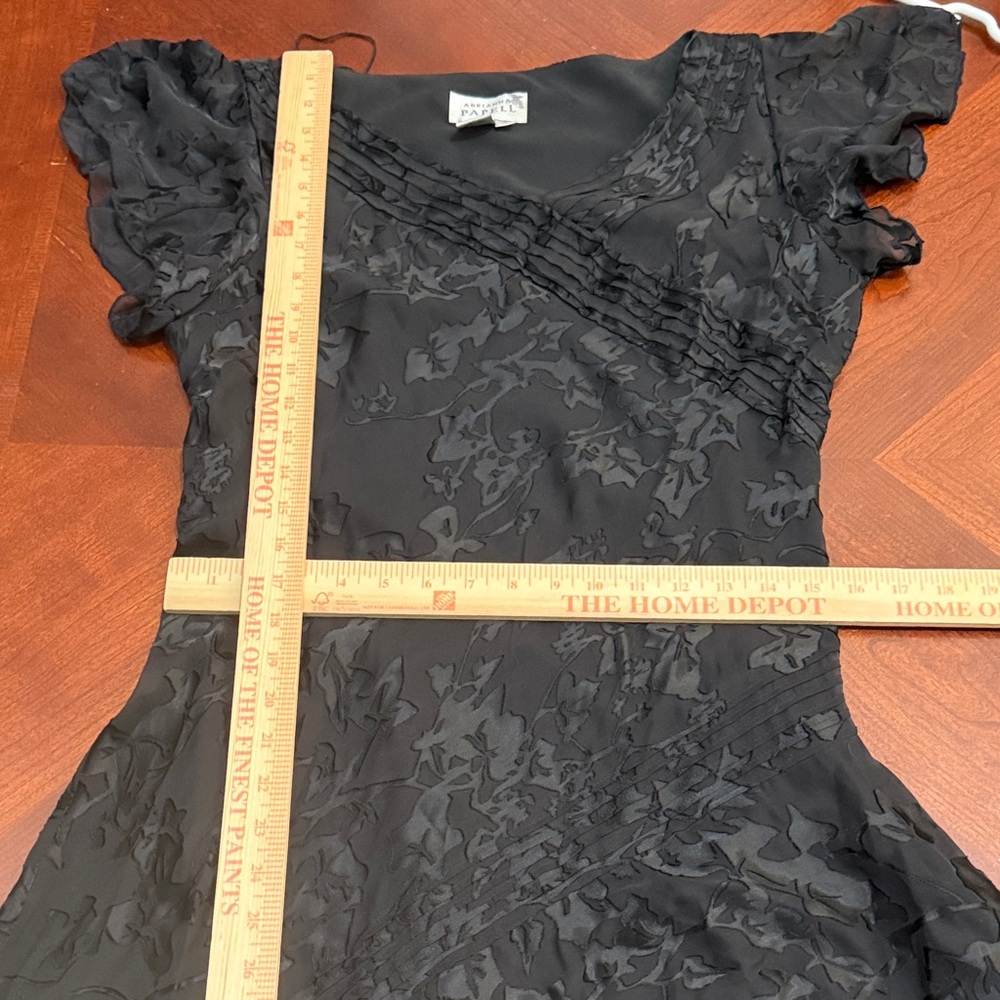 Vintage Adrianna Papell silk burnout Elegant Black Asymmetrical Dress flutter - Picture 13 of 13
